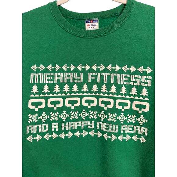 Women's Med Green Pull Over Sweatshirt Festive Holiday Workout Fitness Funny - Picture 2 of 10